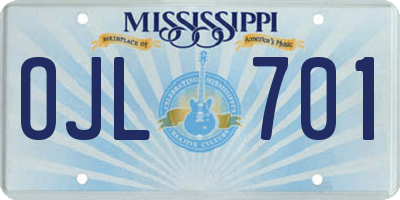 MS license plate OJL701