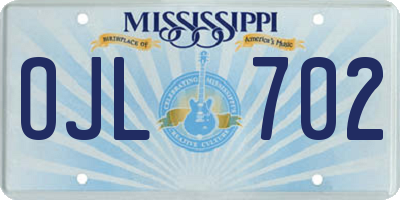 MS license plate OJL702