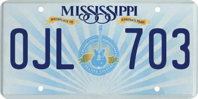 MS license plate OJL703