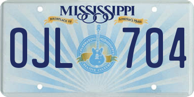 MS license plate OJL704