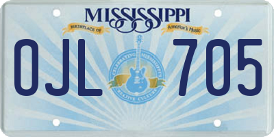 MS license plate OJL705