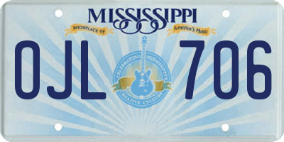 MS license plate OJL706
