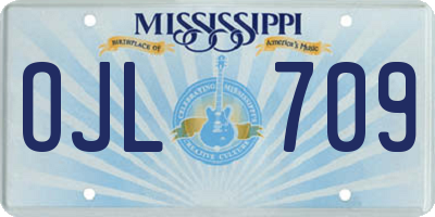 MS license plate OJL709