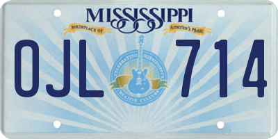MS license plate OJL714