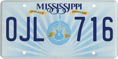 MS license plate OJL716