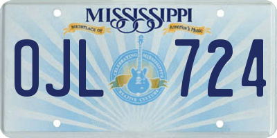 MS license plate OJL724