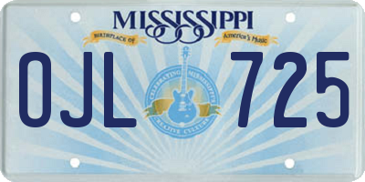 MS license plate OJL725