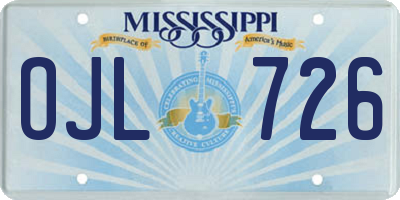 MS license plate OJL726