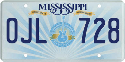 MS license plate OJL728