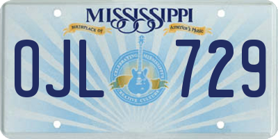 MS license plate OJL729