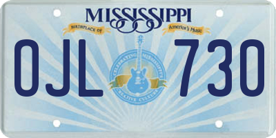 MS license plate OJL730