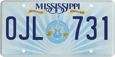 MS license plate OJL731
