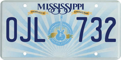 MS license plate OJL732