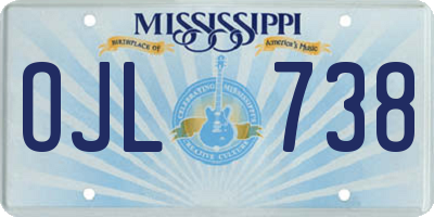 MS license plate OJL738