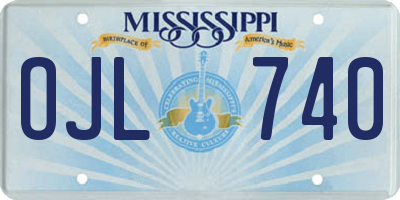 MS license plate OJL740