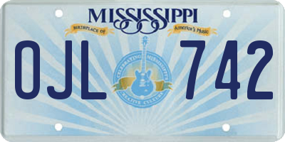 MS license plate OJL742
