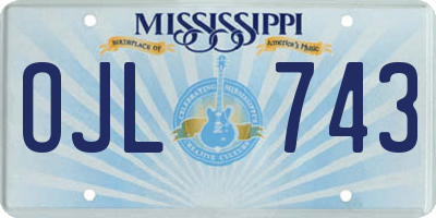 MS license plate OJL743