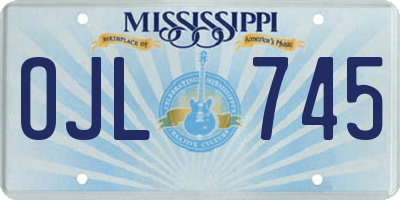 MS license plate OJL745