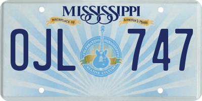 MS license plate OJL747