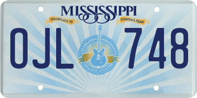 MS license plate OJL748