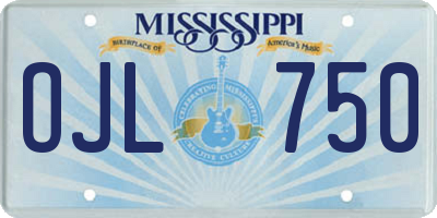 MS license plate OJL750