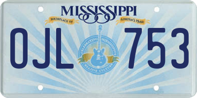 MS license plate OJL753