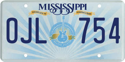 MS license plate OJL754