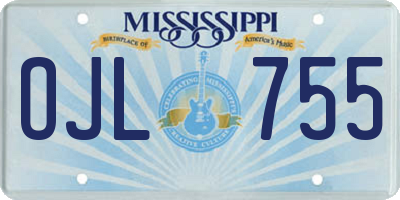 MS license plate OJL755