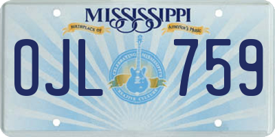MS license plate OJL759