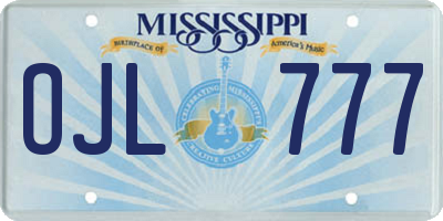 MS license plate OJL777