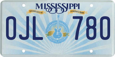 MS license plate OJL780