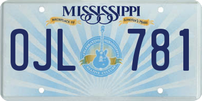 MS license plate OJL781