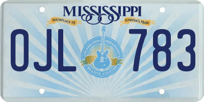 MS license plate OJL783