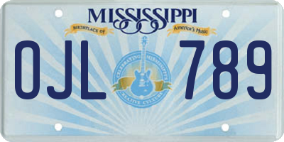 MS license plate OJL789