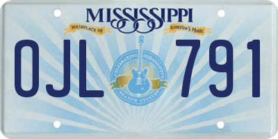 MS license plate OJL791