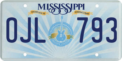 MS license plate OJL793