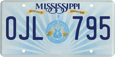 MS license plate OJL795