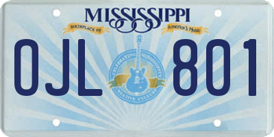 MS license plate OJL801