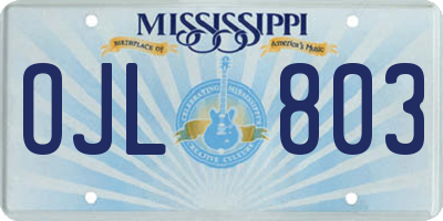 MS license plate OJL803