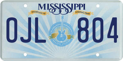 MS license plate OJL804