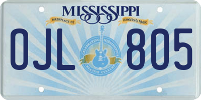 MS license plate OJL805