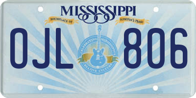 MS license plate OJL806