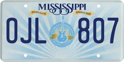 MS license plate OJL807
