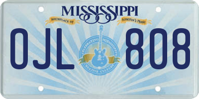 MS license plate OJL808