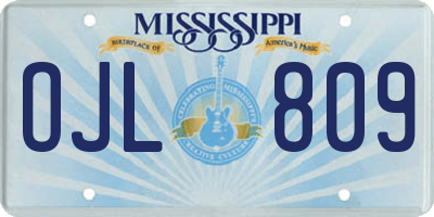 MS license plate OJL809