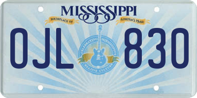 MS license plate OJL830