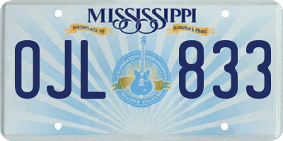 MS license plate OJL833