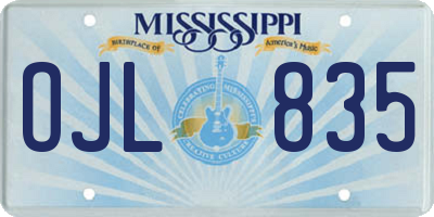 MS license plate OJL835