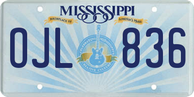 MS license plate OJL836