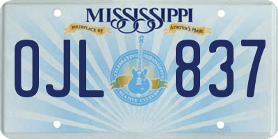MS license plate OJL837